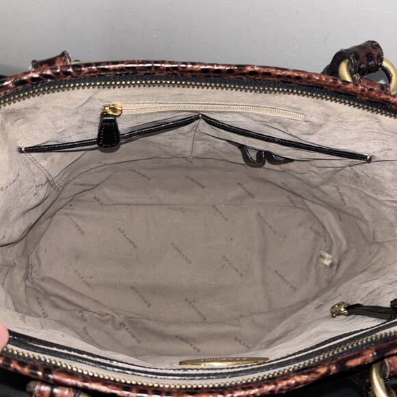 BRAHMIN Asher Black Tuscan Croc Leather Medium Zip Tote Purse Shoulder Bag - Picture 12 of 16